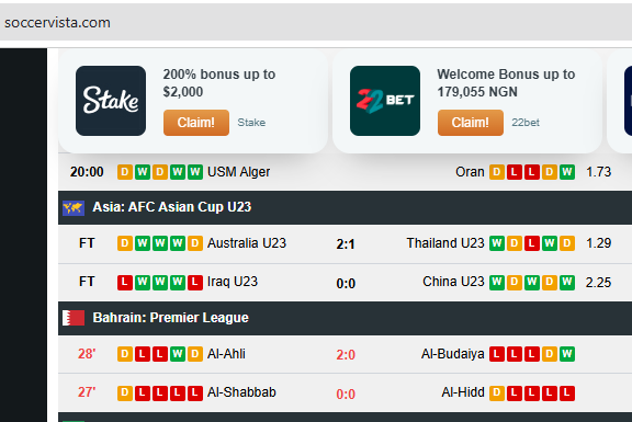 Profitable SoccerVista Predictions