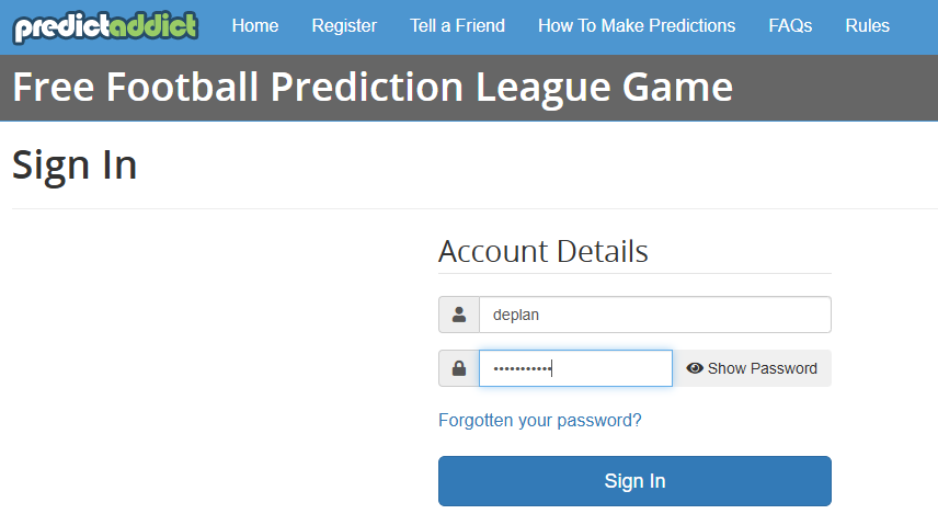 Free Football Prediction League Game