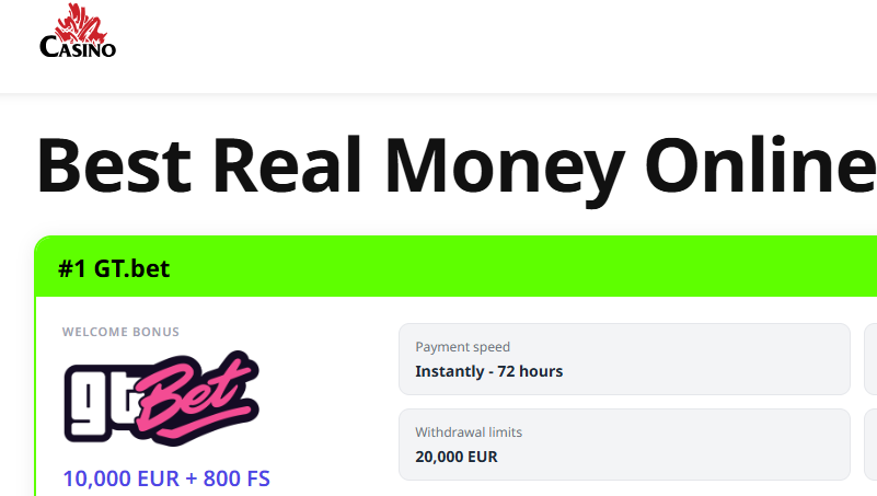 Best Real Money Online Casinos